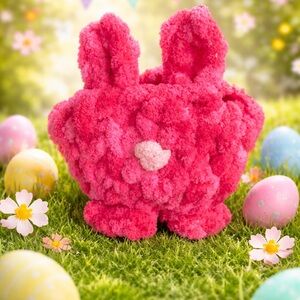 Pink Plush Bunny Basket